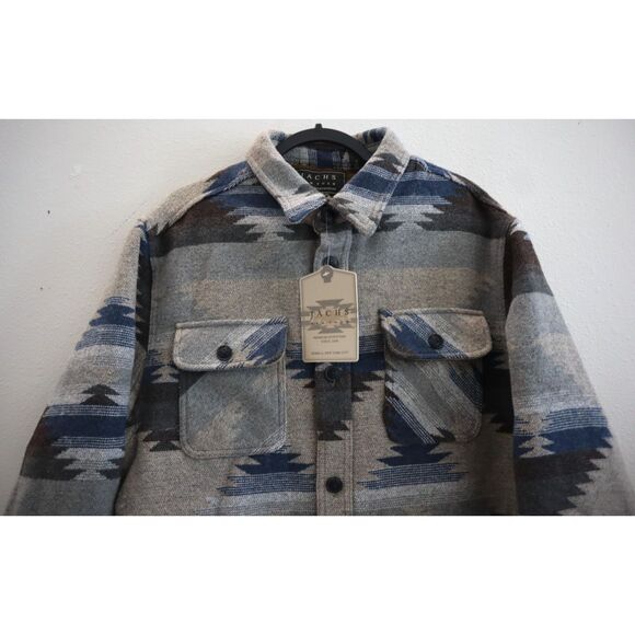 Jachs New York Men’s Sz L Tan Aztec Wool Blend Sherpa Lined Shirt Jacket Shacket - Picture 6 of 14